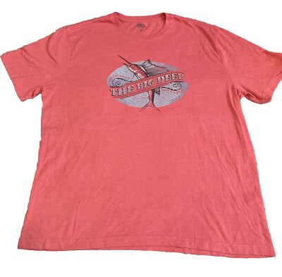 IZOD Saltwater T-shirt Short Sleeve Mens Pink The Big Deep SwordFish  XXL NEW
