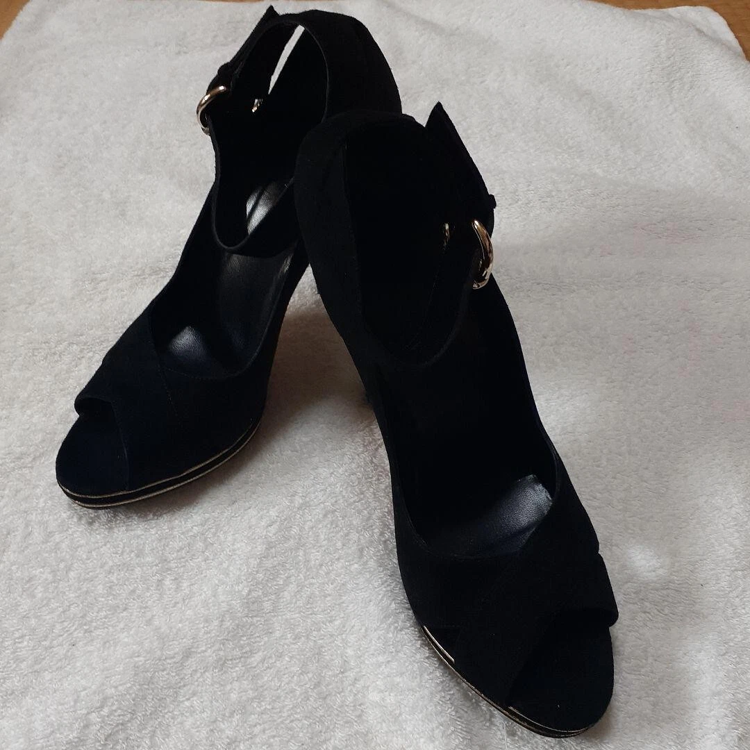 Sandales à talons hauts GUCCI mules escarpins chaussures femme taille EU 36 noir véritable