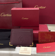 NEW Cartier Must de Cartier Red Calfskin Leather Card Holder Wallet Full Box