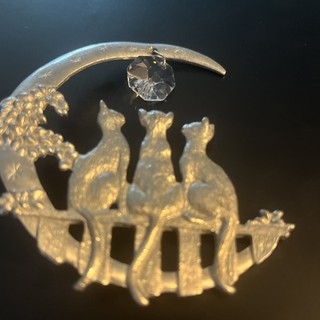 Vintage Pewter Cats & Moon Prism Suncatcher for Window (Lindsay Claire)