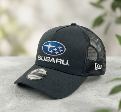#ad Trucker Hat Subaru Embroidered Logo Black Mesh Snapback Cap Adjustable $25.60
