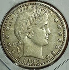 1906 Barber Quarter High End With Original Patina And Full Liberty
