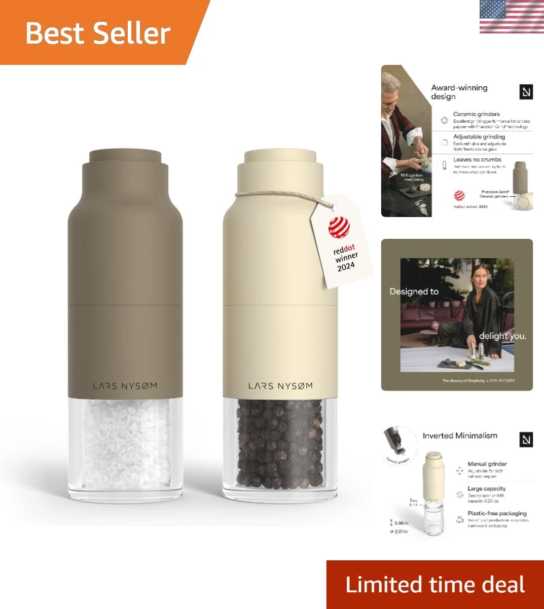 Chic Manual Salt & Pepper Mills with Adjustable Ceramic Grinder – Omvendt Design
Opens in a new wind