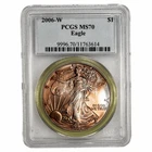 2006W Burnished American Silver Eagle $1 PCGS MS 70