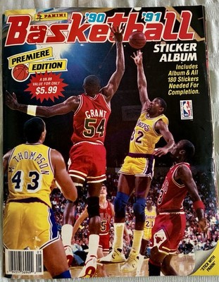 Panini '90-'91 Vintage Basketball Sticker Album Premiere Edition w/180 Stickers