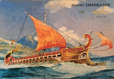 1/75 ( 20 mm )  scale Heller Models Greek Bireme Imperator Warship open unbuilt 