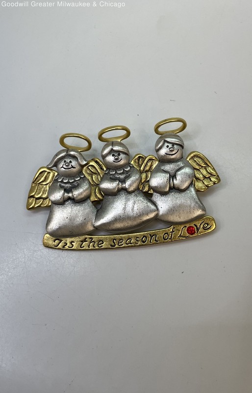 Vintage Two Tone "Season of Love" Holiday Brooch 29.9g