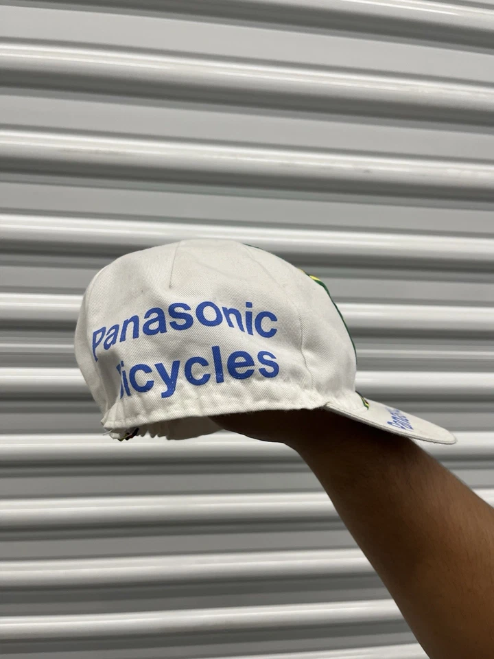 Vintage Panasonic Cycling Cap 90s Italy Fixed Gear Velo Messenger Bicycles - Image 4 of 4