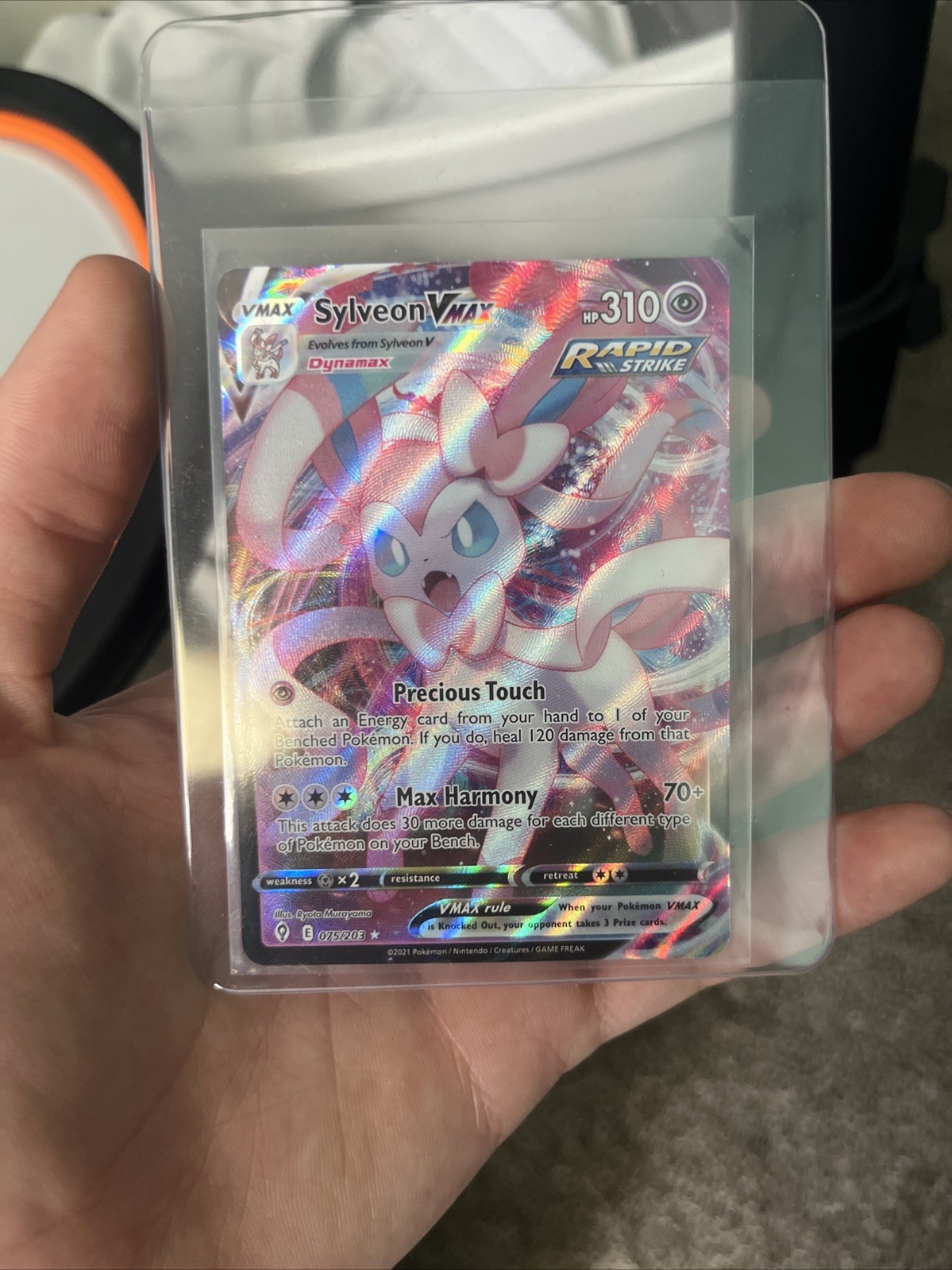 Pokemon Sylveon VMAX TCG Card 75/203 Evolving Skies Mint Condition Pack Fresh