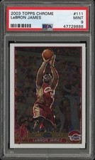 2003-04 Topps Chrome #111 LeBron James PSA 9 Rookie Card RC. rookie card picture