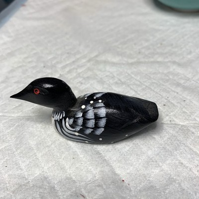Vintage Hand Crafted Wood Loon Figurine #241 (C11)