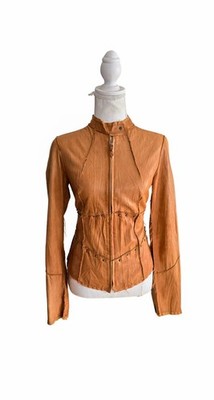 Vintage hochwertige Echtleder Nieten taillierte Jacke Used Schnürärmel