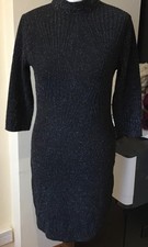 B.n.w.t.vintage,Jane norman,black ribbed metallic fleck.jumper dress size 12-14