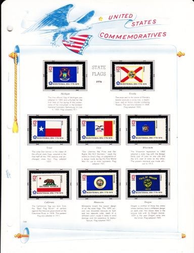 U S 1976 Commemorative13c State Flags Mint NH on White Ace Album Pages - 6 Scans - Picture 4 of 6