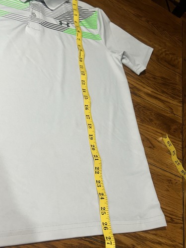 UNDER ARMOUR Loose Youth XL 18-20 Short Sleeve Polo Gray/Green - Picture 4 of 9