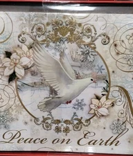 set 15 Punch Studio CHRISTMAS CARDS "PEACE ON EARTH" Dove Poinsettia  NEW
