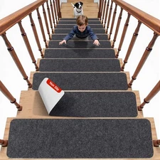Carpet Stair Treads for Wooden Steps, 8" x 30"(15 in Pack) Stair Runner for K...