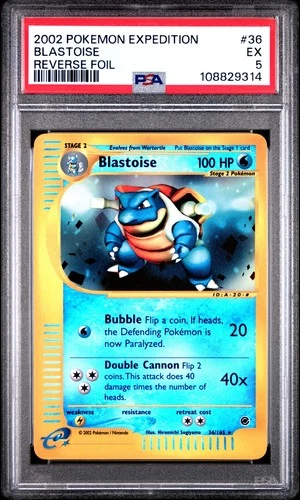 Blastoise 036/165 Expedition Base Set Reverse Holo Rare PSA 5 - EXCELLENT