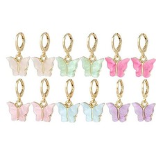 Butterfly Earrings Tiny Hoop Earrings Colorful Acrylic Small acrylic butterfly