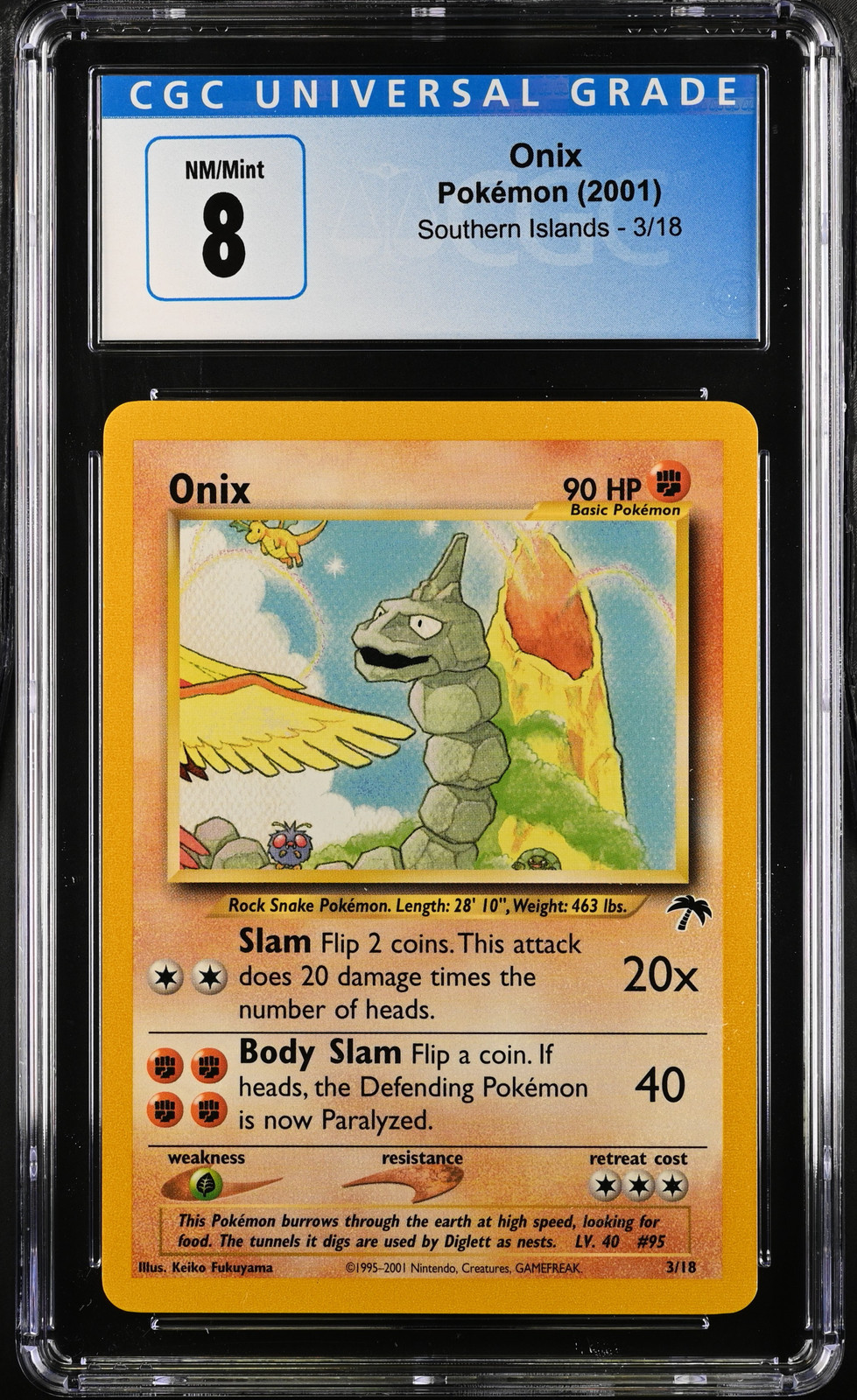 Pokemon Onix 2001 Southern Islands Onix 3/18 CGC NM/Mint 8