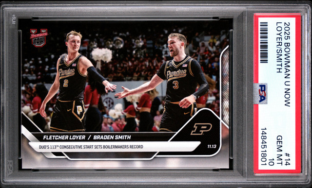 QTY Fletcher Loyer Braden Smith Starts Rec 2025 Bowman U Now Rookie #14 PSA 10