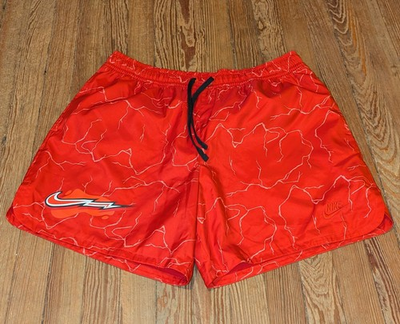 #ad Nike Woven Electric Flow Shorts Mens Size XL Red Lined Logo Lightning 6quot; $19.99