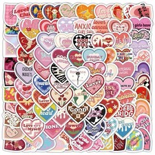 30Pcs Random Cute Aesthetic Colorful Love Heart Vinyl Waterproof Stickers