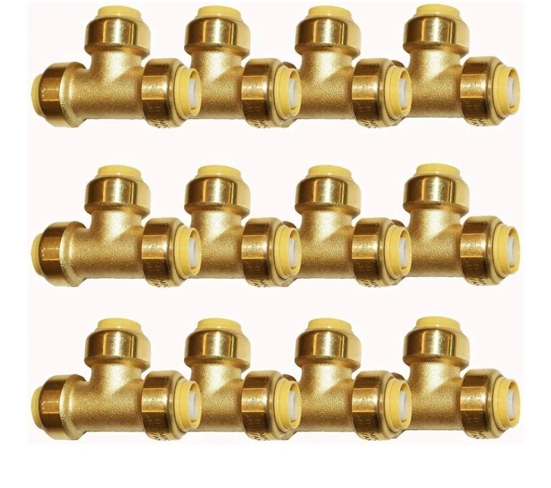 3/4" Pex Tee Push Fit Plumbing Fitting, Push-to-Connect, 0.75 Inch Tee,12 Pack