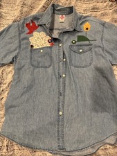 KG Sportswear Denim Shirt Fall Appliqu  Handmade SIZE LARGE