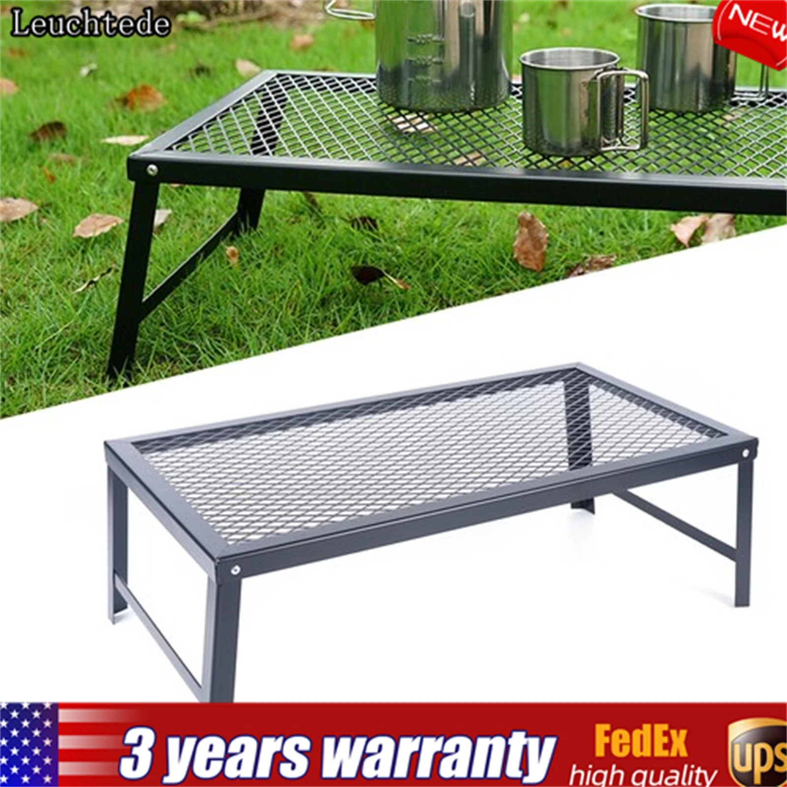 Folding Campfire Grill Fire Pit Cooking Grate BBQ Rack Griddle Plate With Legs