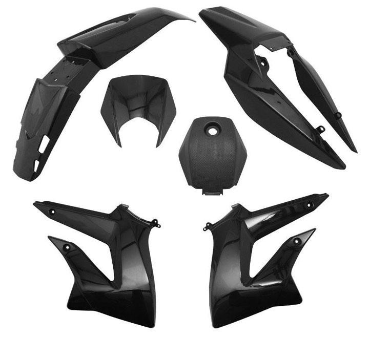 Kit carrosserie Derbi 50 Senda DRD après 2011 noir brillant de 6 pièces