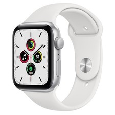 Apple Watch SE 44mm Silver Aluminum Case with White Sport Band (GPS) (MYDQ2BA)