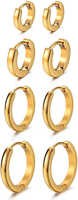 Schmuck 4 Paar Schmale Creolen, 7Mm-14Mm Edelstahl Glatte Ohrringe Huggie Ohr Ma