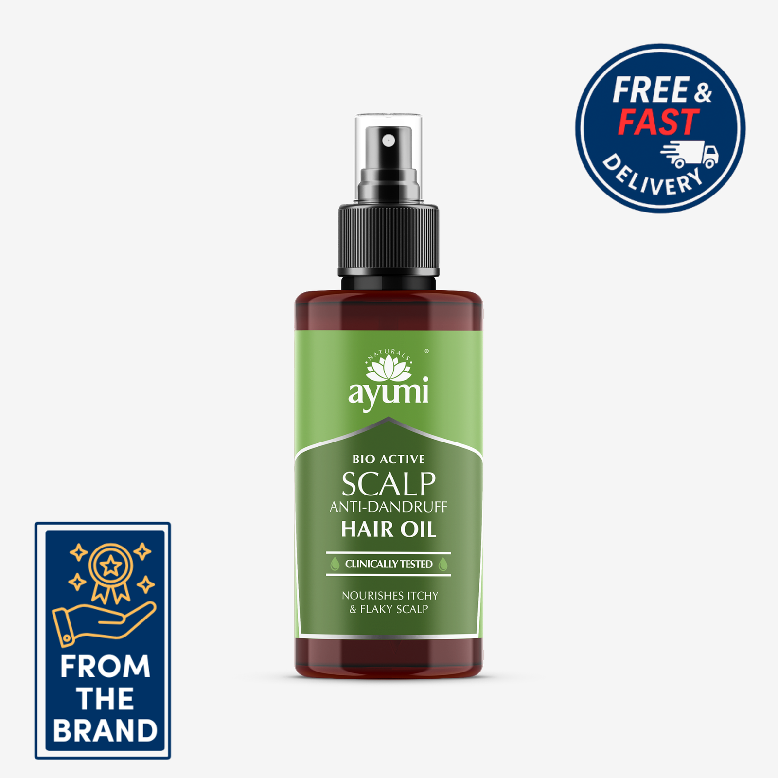 Ayumi Anti-Dandruff Scalp Hair Oil | Neem + Tulsi + Rosemary Oil | 100ml