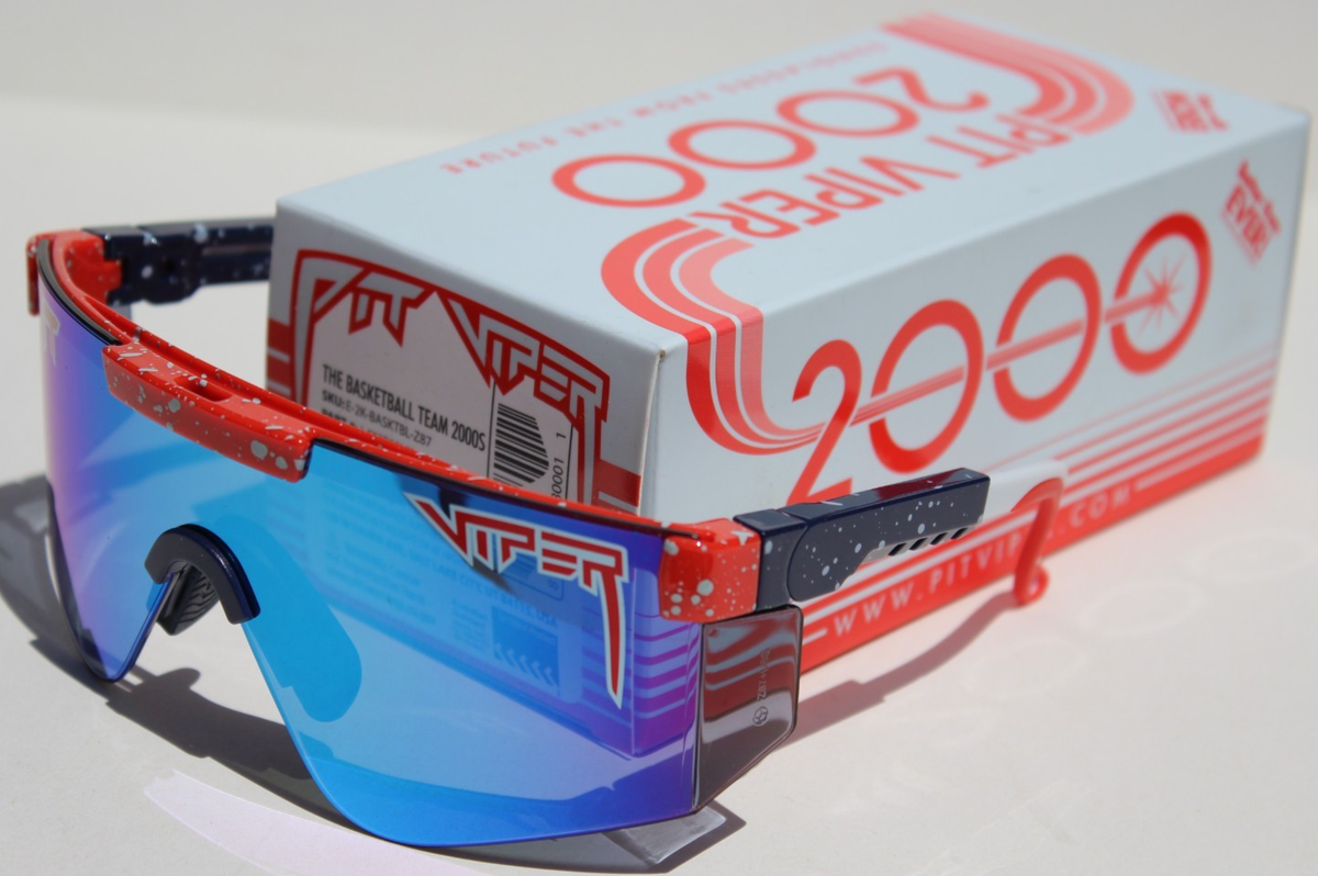 PIT VIPER The Basketball Team 2000s Sunglasses Red/Blue Mirror