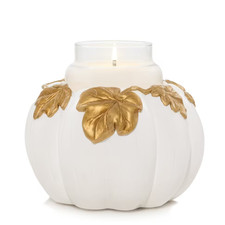 Yankee Candle White Pumpkin Large Jar Candle Holder Centerpiece Gold White New