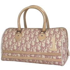 Christian Dior No1 Logo Trotter Coated Canvas Pink Handbag Vintage Authentic
