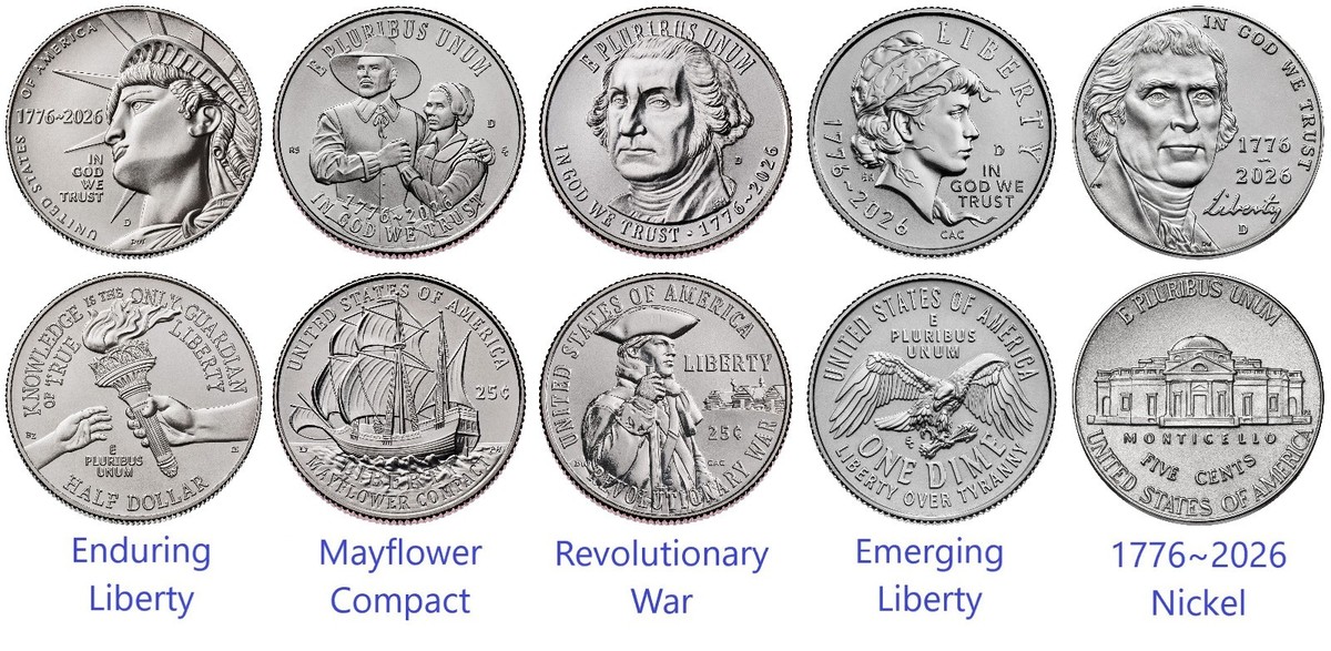2026-P&D SemiQ Half Dollar, (2) Quarter, Dime, Nickel 10 Coin Set