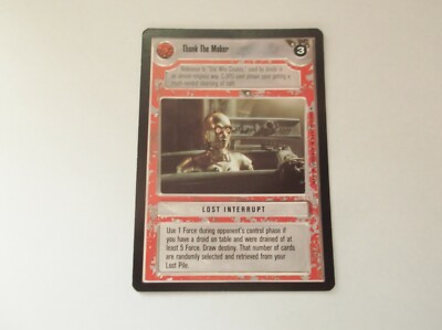 Decipher Inc - Star Wars ''THANK THE MAKER'' 1995 CCG Trading Card - Schwarz