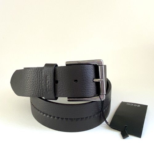ECCO Men’s Leather Belt size XS 32” COFFEE Brown Nickel Role Buckle NEW - Picture 2 of 6