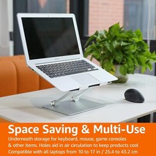 Amazon Basics Laptop Stand Riser, Adjust. Stand for Notebook up 17" Silver