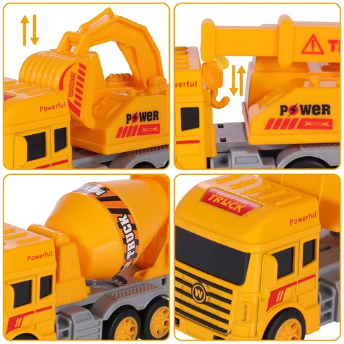 4 Stück Kinder Spielzeug Auto Geschenk Rückzug Technik Feuerwehr LKW Sanitärfahrzeug - Bild 2 von 29