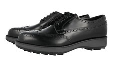 PRADA Derby Brogue Golf Dress Shoes - 2EE303 - Black - NEW