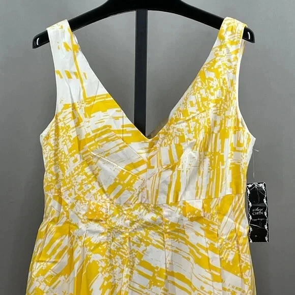 NEW Suzi Chin Dress Womens 10 Yellow Abstract maggy boutique Foto 2 de 4