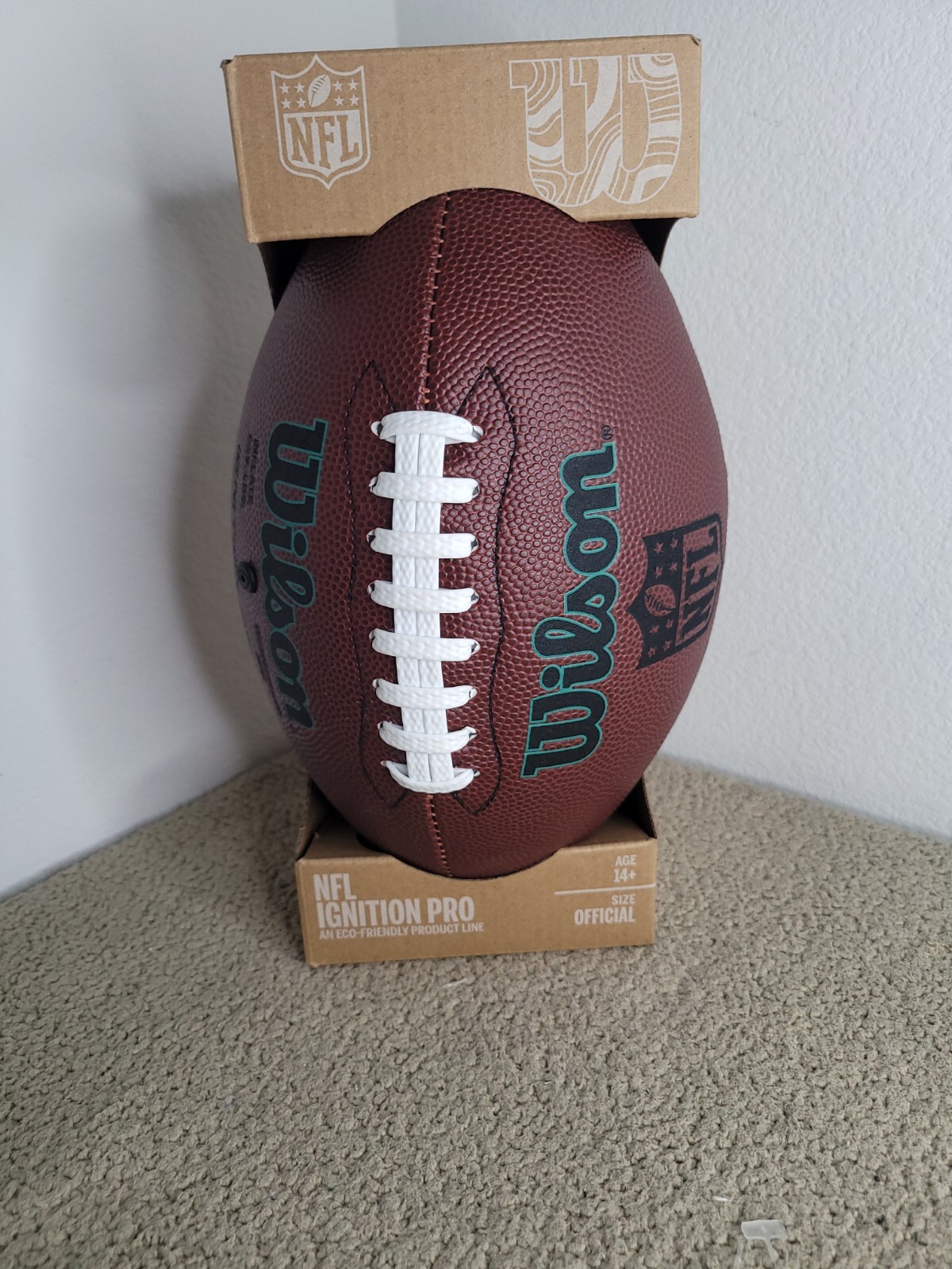 NIB Wilson NFL Ignition Pro Eco Football Green Gen Rare Official Size