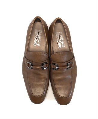 Boat Benford Ferragamo Ferragamo Benford Brown Pebbled Leather Bit