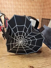 Mad Engine Spiderweb Heart Halloween Gothic Backpack W/ Spider Zip Pull