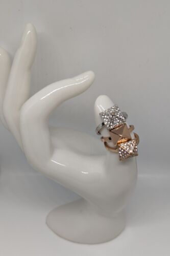 Vince Camuto 3 Ring Set Silver Gold Rose Gold Pave
