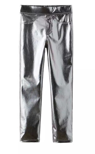 Zara Girls Leggings Pants Silver Metallic Sparkle Size 10