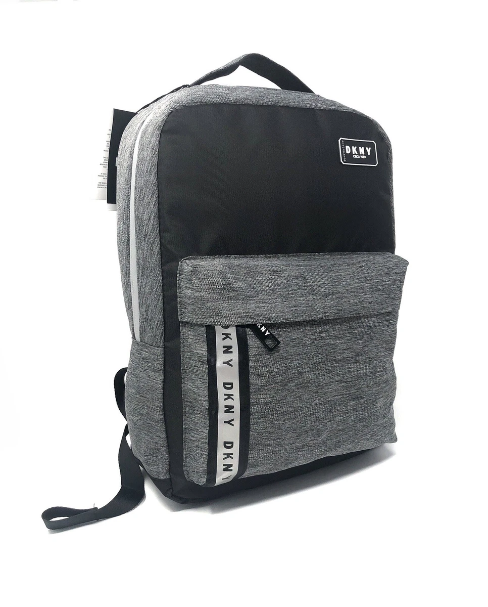 DKNY Nylon Signature Backpack Laptop Logo Unisex Circa 1989 NWT Black Grey